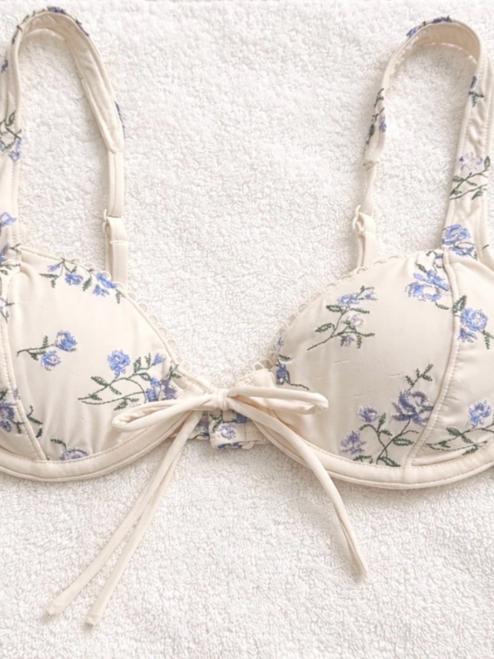 Garage Floral  bikini - Cream with Blue Floral Print